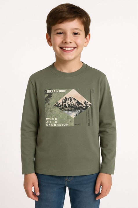 Детска блуза за момче с дълъг ръкав, зелен цвят