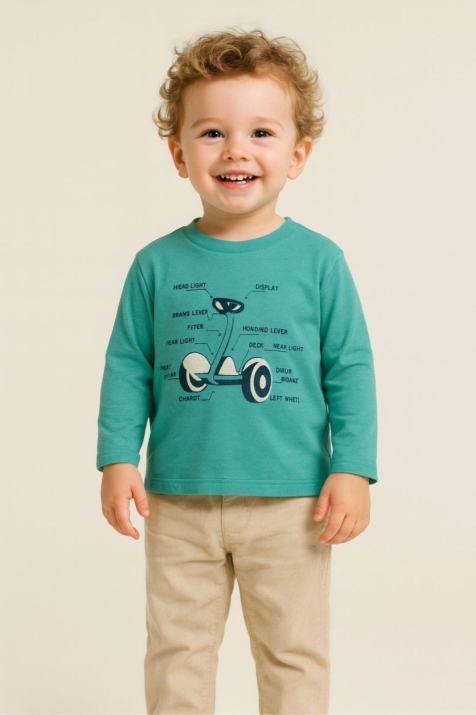 Бебешка блуза момче с дълъг ръкав,зелен цвят