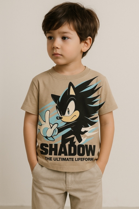 Детска тениска за момче Sonic, кафяв цвят