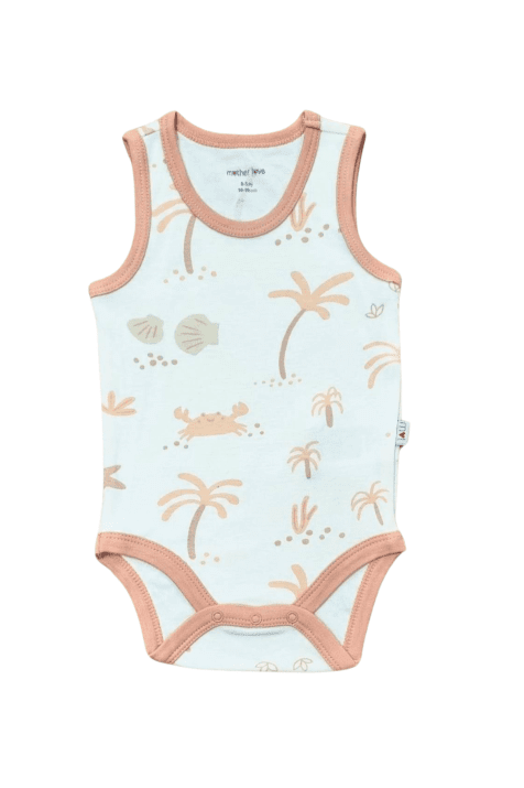 Бебешко боди без ръкав от органичен памук, оранжев цвят