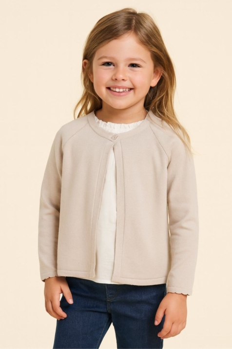 Детска жилетка момиче, цвят екрю