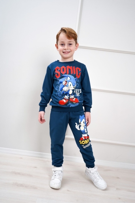 Детски комплект за момче с дълъг ръкав, син цвят