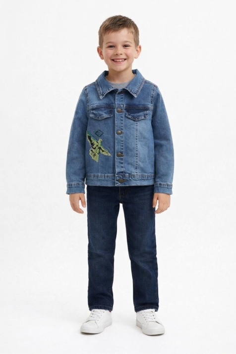 Детско яке от деним, син цвят