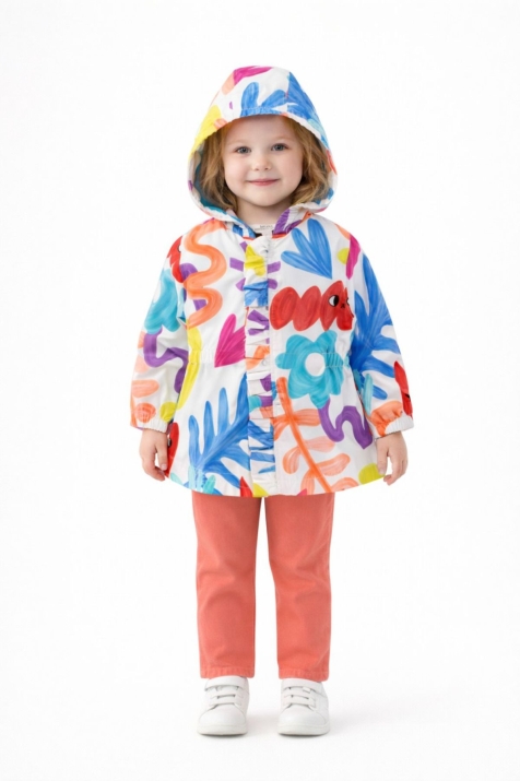 Детско яке момиче, бял цвят