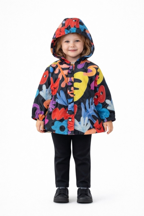 Детско яке момиче, черен цвят