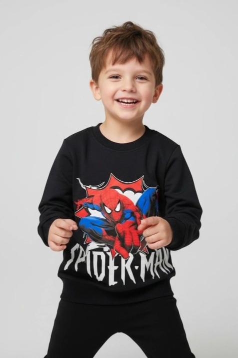 Детска блуза за момче с дълъг ръкав, черен цвят
