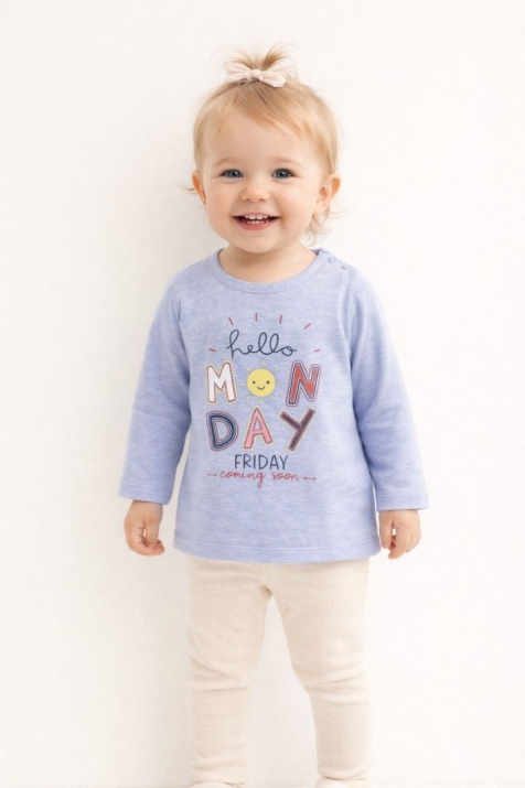 Детска блуза момиче дълъг ръкав,син цвят