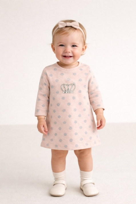 Детска рокля дълъг ръкав, розов цвят