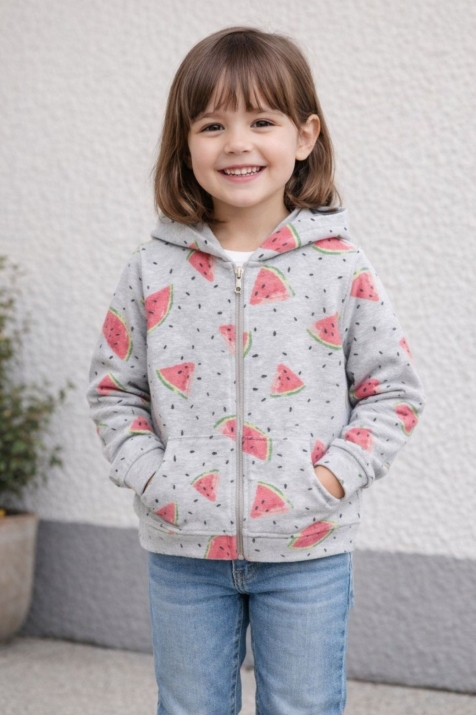 Детски суитшърт момиче, сив цвят