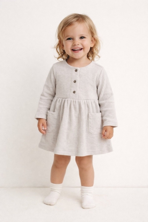 Детска рокля с дълъг ръкав,сив цвят