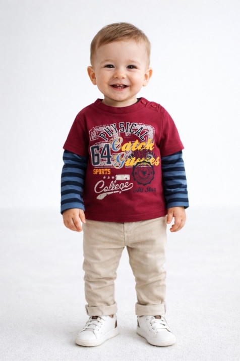 Детска блуза момче с дълъг ръкав,червен цвят