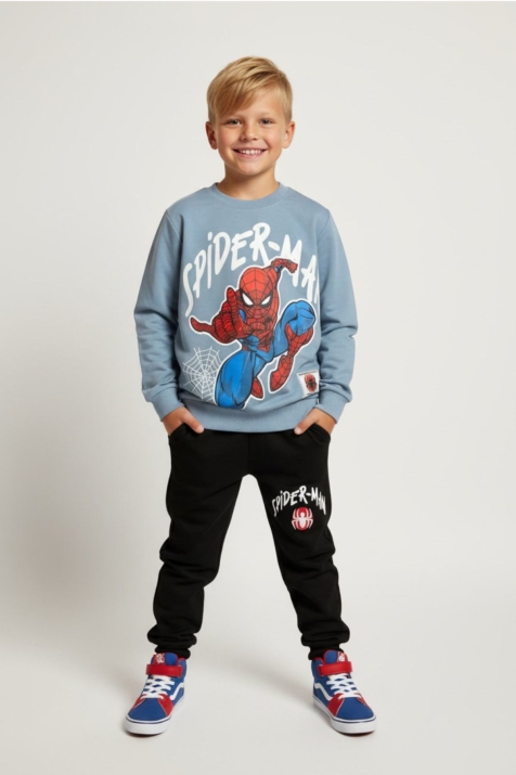 Детски комплект момче дълъг ръкав Spider Man,син цвят