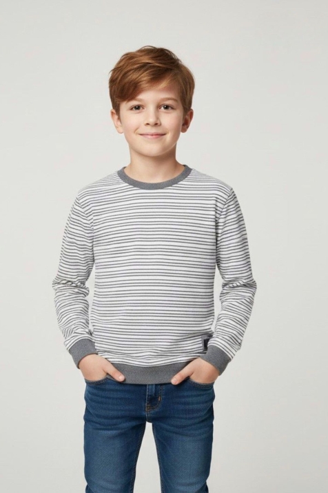 Детска блуза за момче с дълъг ръкав, сив цвят 