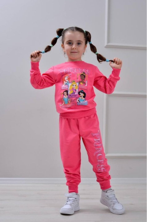 Детски комплект за момиче с дълъг ръкав, цикламен цвят