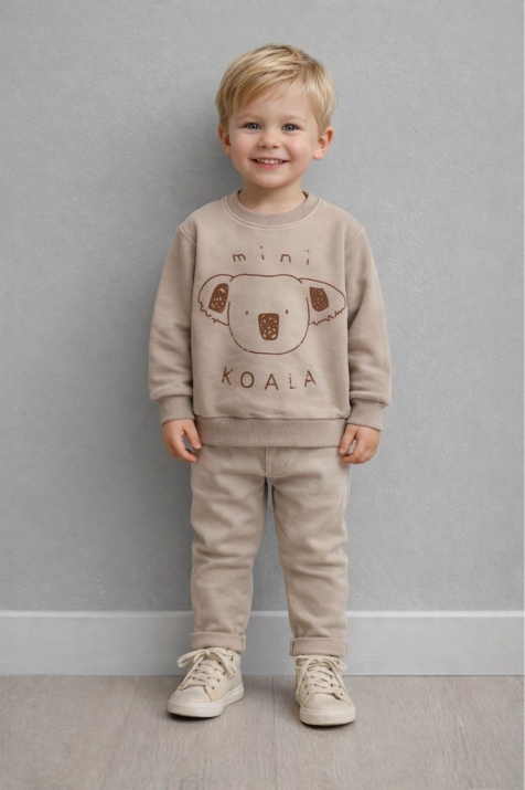 Детска блуза за момче с дълъг ръкав, кафяв цвят 