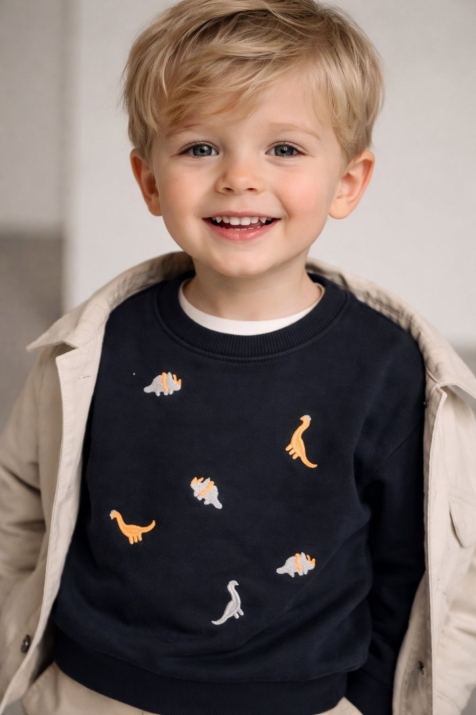 Детска блуза за момче с дълъг ръкав, черен цвят