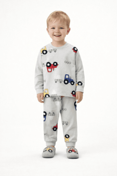 Детска пижама за момче с дълъг ръкав, сив цвят