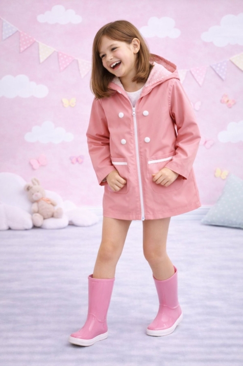 Детско яке за момиче, свтло розов цвят