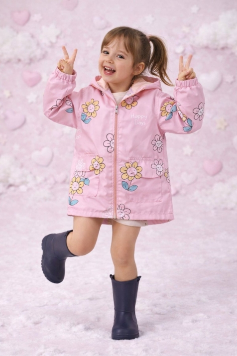 Детско яке за момиче, светло розов цвят