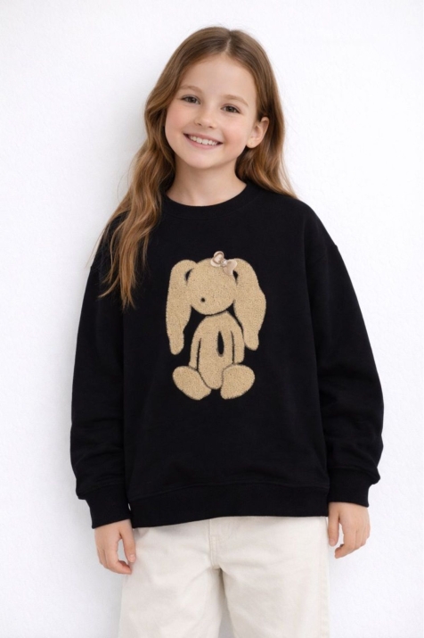 Детска блуза за момиче дълъг ръкав, черен цвят