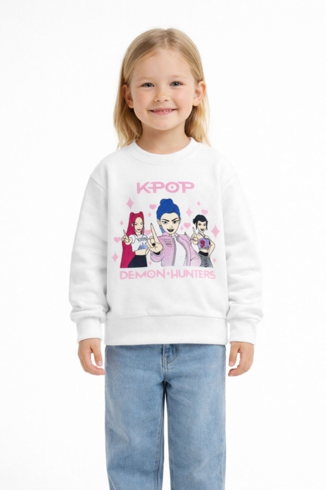 Детска блуза за момиче с дълъг ръкав, цвят екрю  