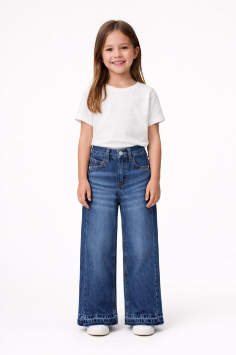 Детски дънки за момиче, тъмно син цвят