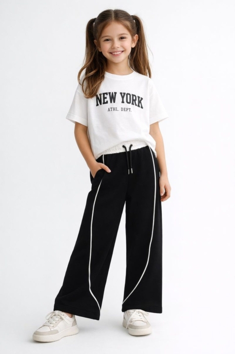 Детски спортен панталон за момиче, черен цвят