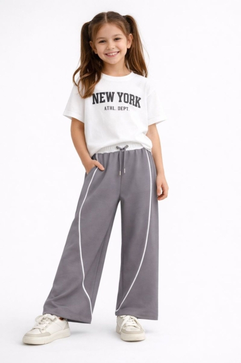 Детски спортен панталон за момиче, сив цвят