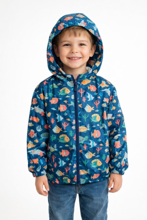 Детско яке момче с рибки, син цвят