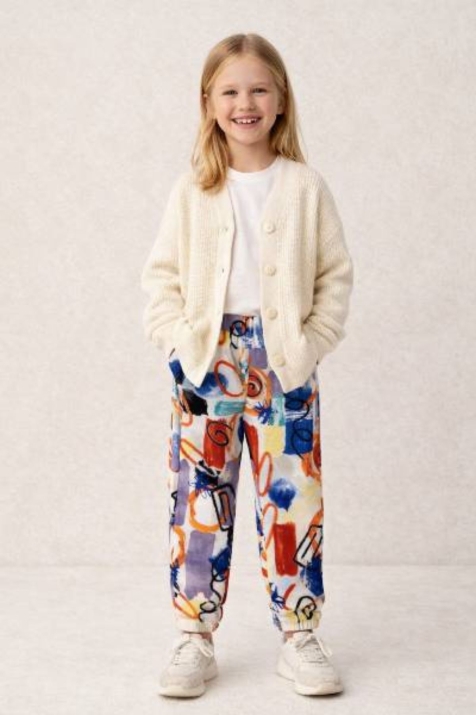 Детски панталон за момиче, шарен цвят