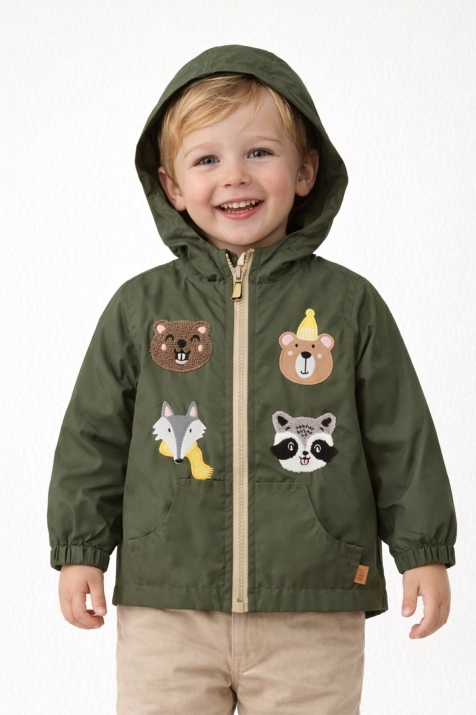 Детско яке за момче, тъмно зелен цвят  
