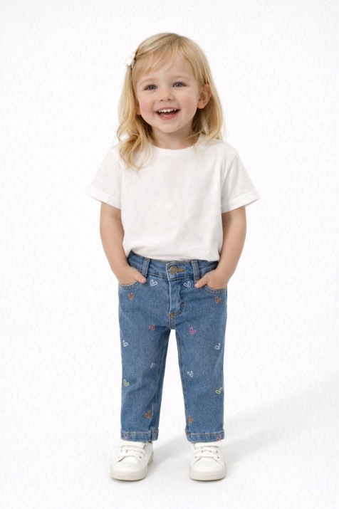 Детски дънки за момиче, син цвят 