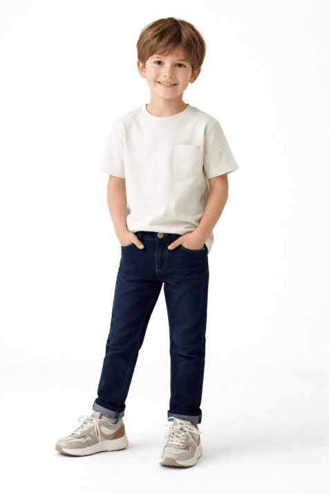 Детски дънки за момче, тъмно син цвят