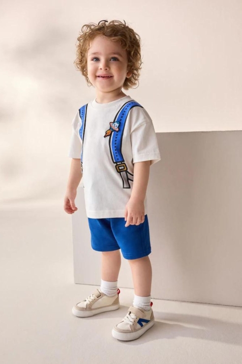 Детски комплект за момче с къс ръкав, син цвят 