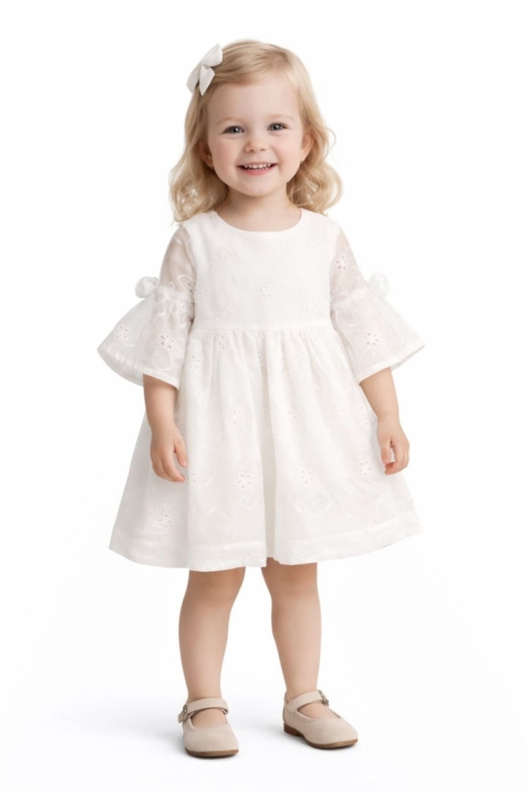 Детска рокля, бял цвят 