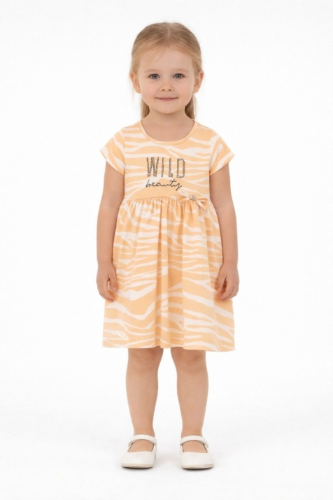 Детска рокля с къс ръкав, жълт цвят