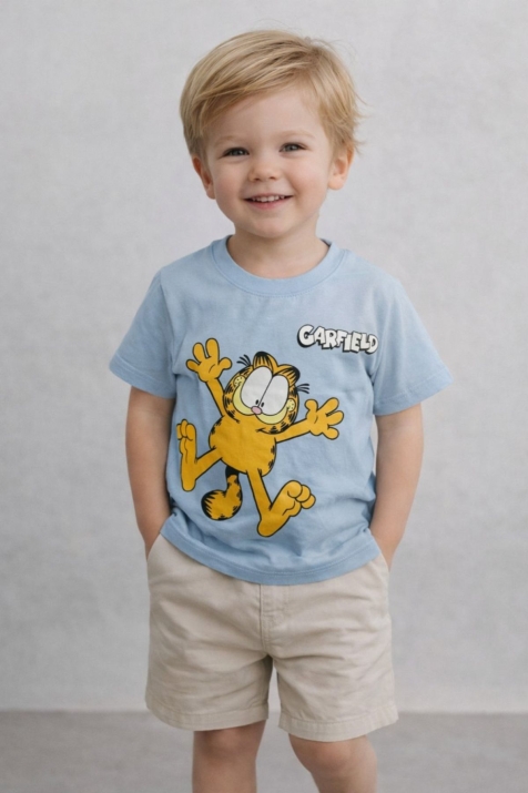 Детска тениска за момче, син цвят   