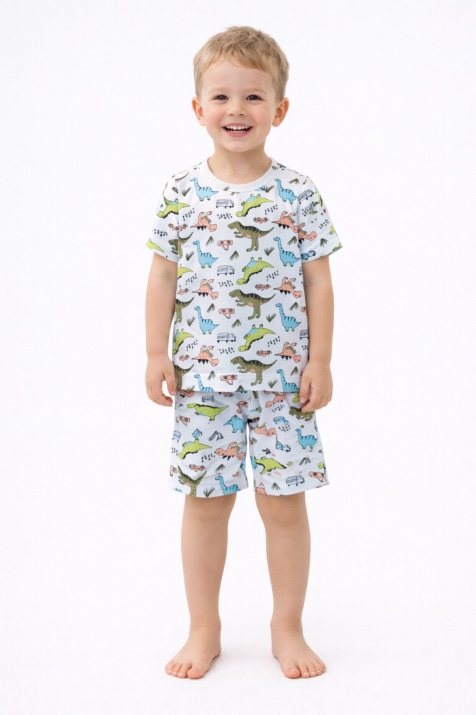 Детска пижама за момче с къс ръкав, син цвят