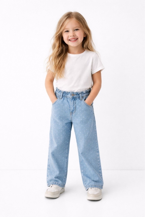 Детски дънки за момиче, син цвят 