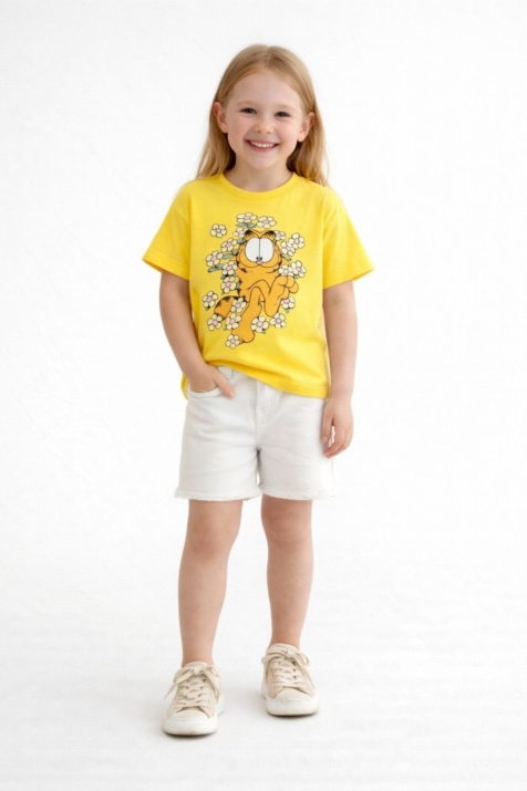 Детска тениска за момиче, жълт цвят