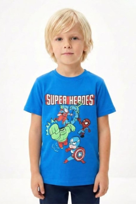 Детска тениска за момче, син цвят
