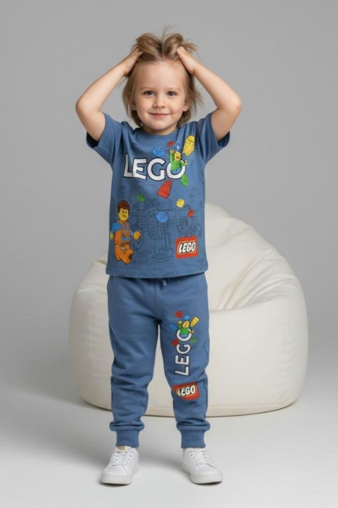 Детски комплект за момче с къс ръкав Lego, син цвят  