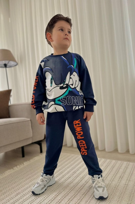 Детски комплект за момче с дълъг ръкав, син цвят