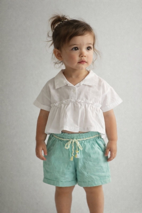 Детски комплект за момиче с дълъг ръкав, зелен цвят