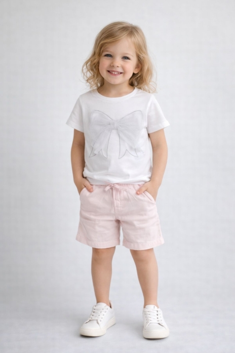 Детска тениска за момиче, бял цвят 