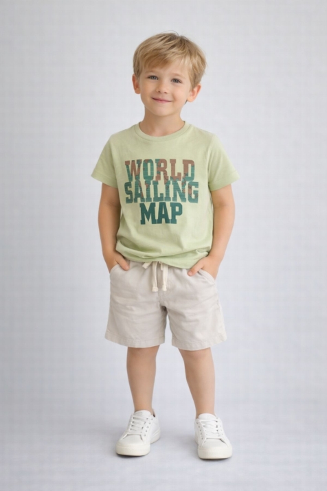 Детска тениска за момче, зелен цвят
