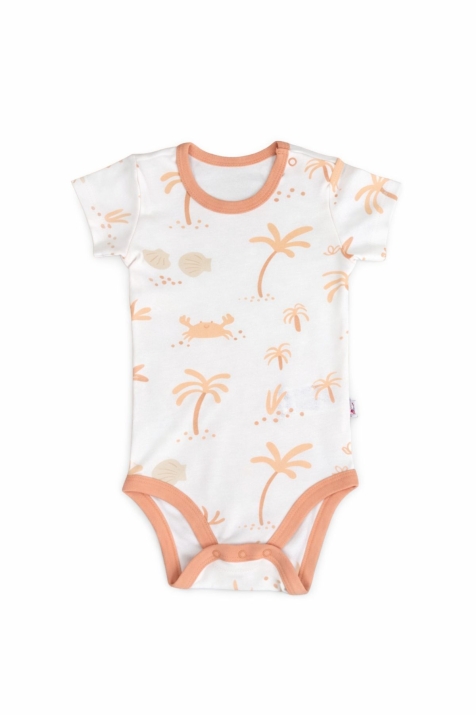 Бебешко боди с къс ръкав от органичен памук, оранжев цвят 