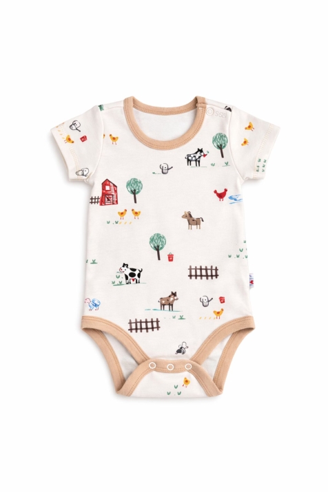 Бебешко боди с къс ръкав от органичен памук, бял цвят 