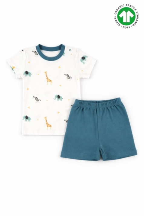 Бебешка пижама ораганичен памук за момче, син цвят 