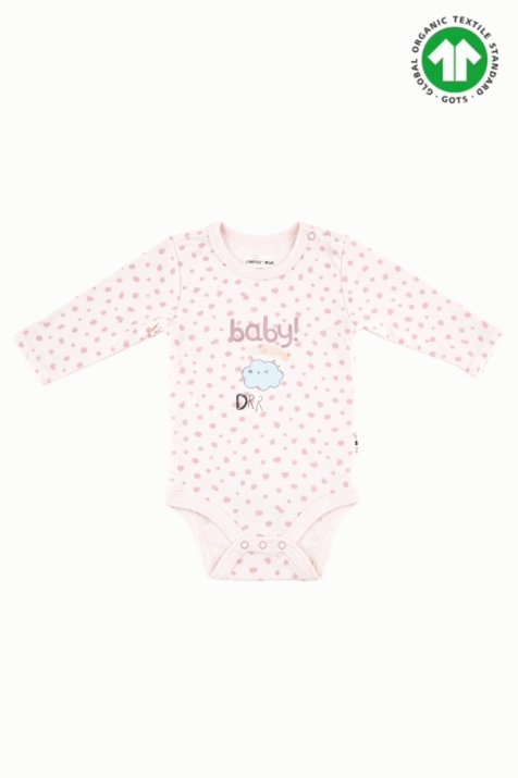 Бебешко боди органичен памук за момиче с дълъгръкав, розов цвят
